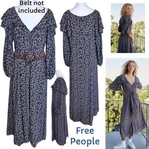 FREE PEOPLE Float on sunbeam midi dress Sz Medium NWT Belt Missing
